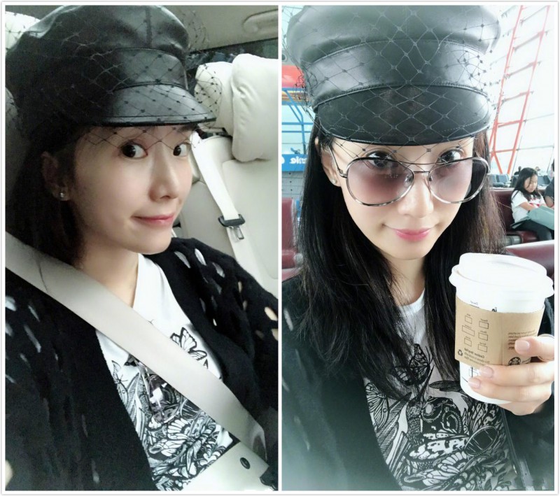 李念晒素颜自拍皮肤白嫩 戴个性网纱军帽美丽帅气